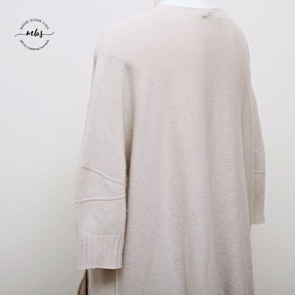 Stefanel V Neck Long Sleeve Wool Blend Oversized Sweater Dress - Picture 6 of 11